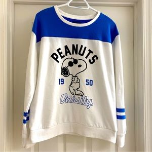 Like New White and Blue Peanuts Long Sleeve Sweatshirt- Snoopy size L